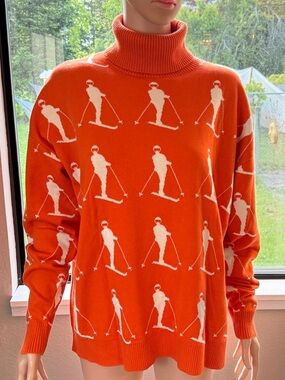 Alp N Rock Apres Ski Orange Turtleneck Sweater - like new- retails $348